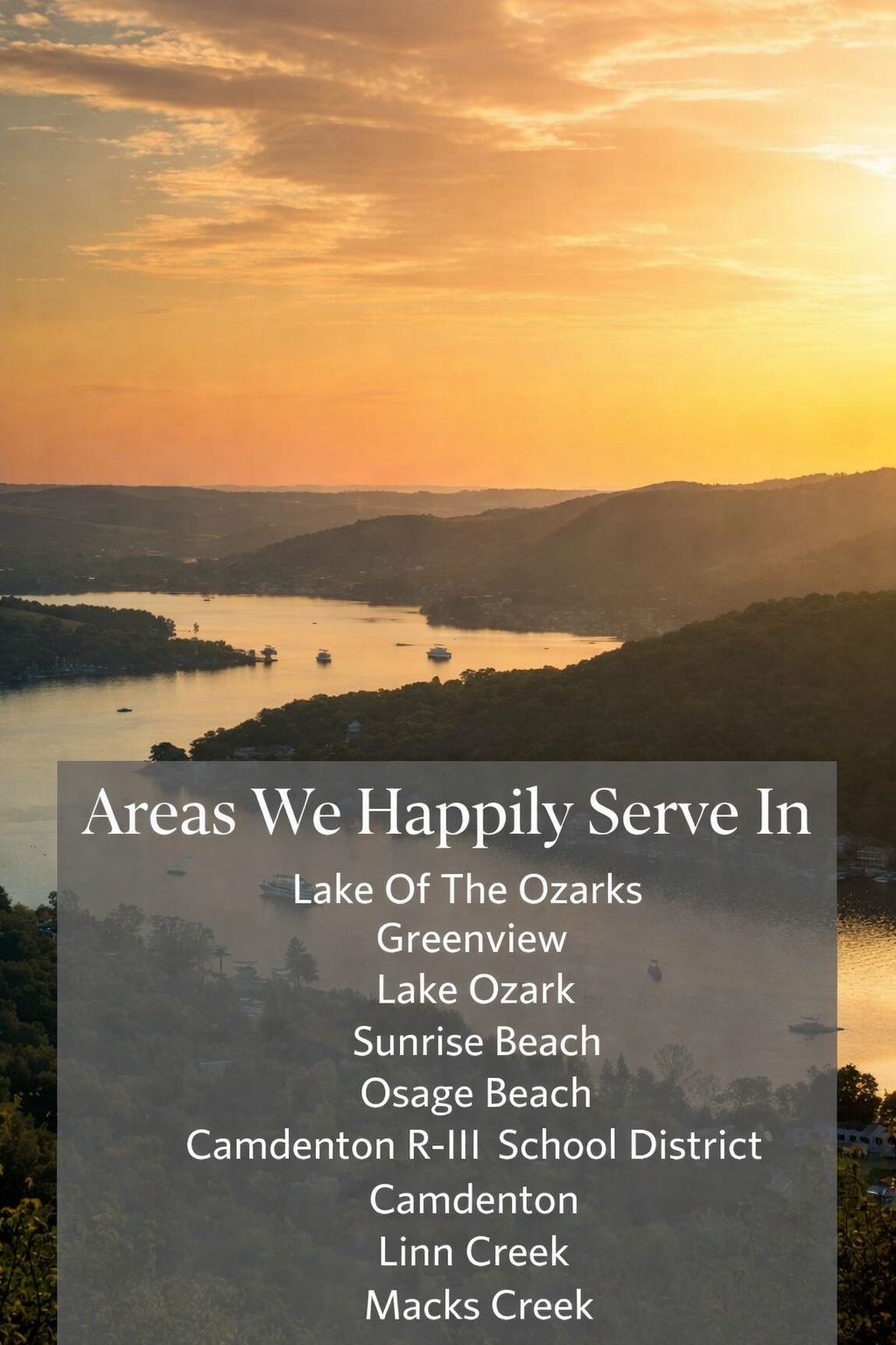 HVAC service areas Lake of the Ozarks MO including Camdenton Osage Beach Lake Ozark Sunrise Beach Linn Creek Greenview Macks Creek