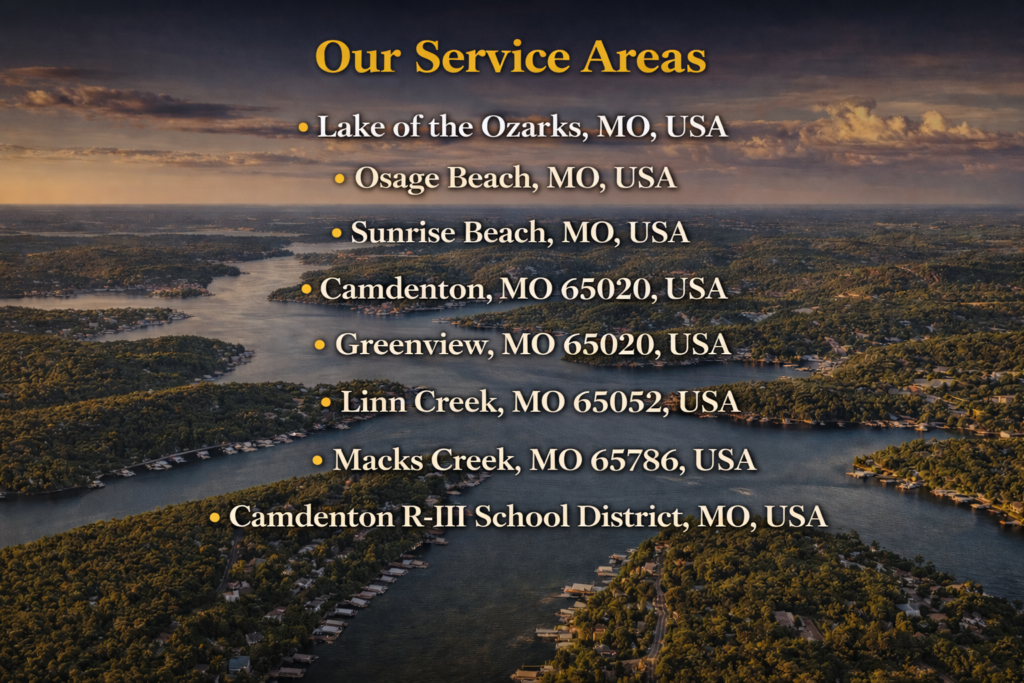 HVAC service areas in Lake of the Ozarks including Osage Beach Camdenton Linn Creek and Sunrise Beach