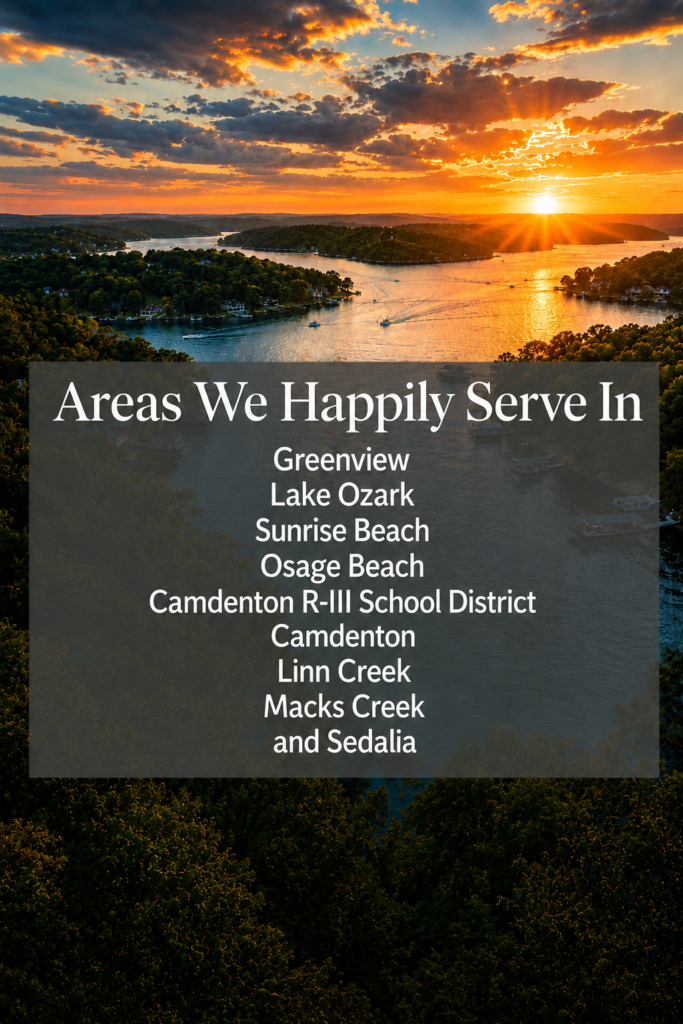 HVAC service areas Lake of the Ozarks MO including Camdenton Osage Beach Lake Ozark Sunrise Beach Linn Creek Greenview Macks Creek and Sedalia